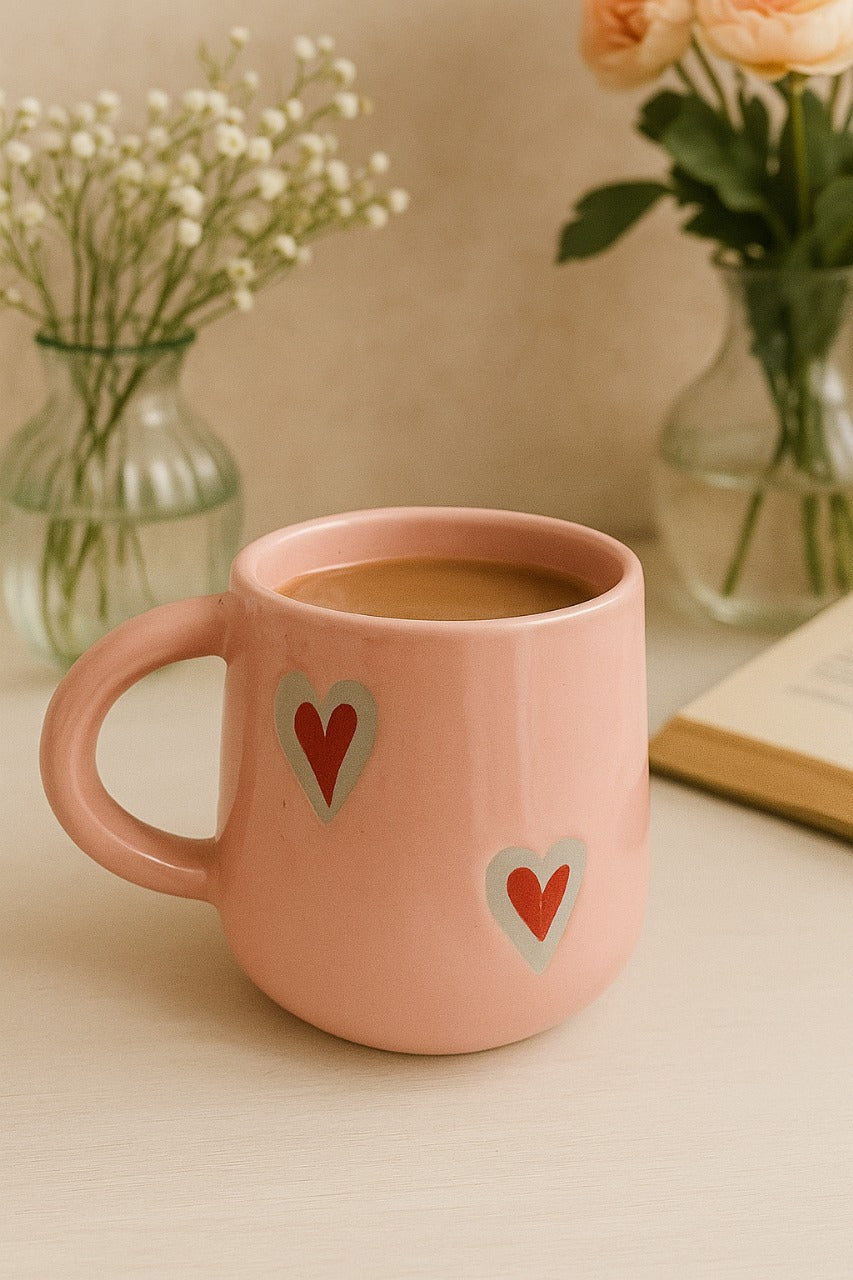 Pink Heart Ceramic Mug Pack of 2 – 300ml