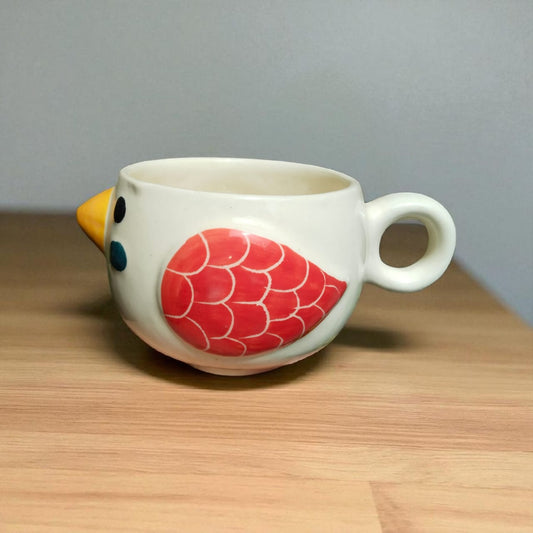 Sparrow Ceramic Mug with Plate | Cute Bird Design