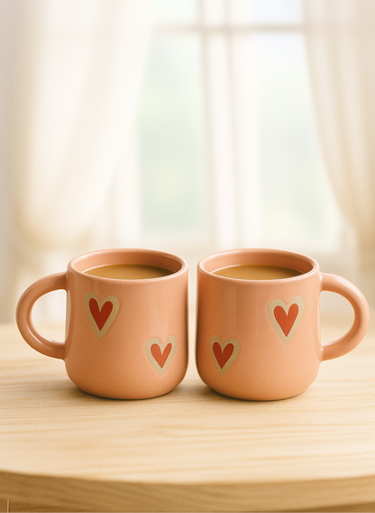 Pink Heart Ceramic Mug Pack of 2 – 300ml