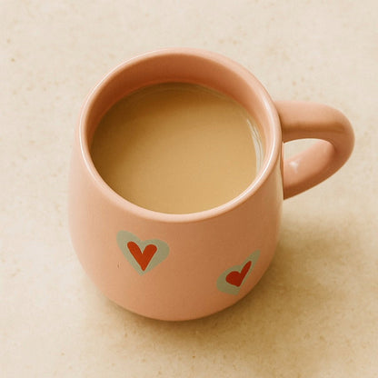 Pink Heart Ceramic Mug for Coffee, Tea & Gifting – 300ml
