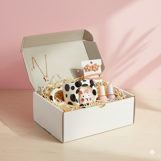 Birthday Gift Box Set - Polka Dot Ceramic Mug, Jewellery, Accessories