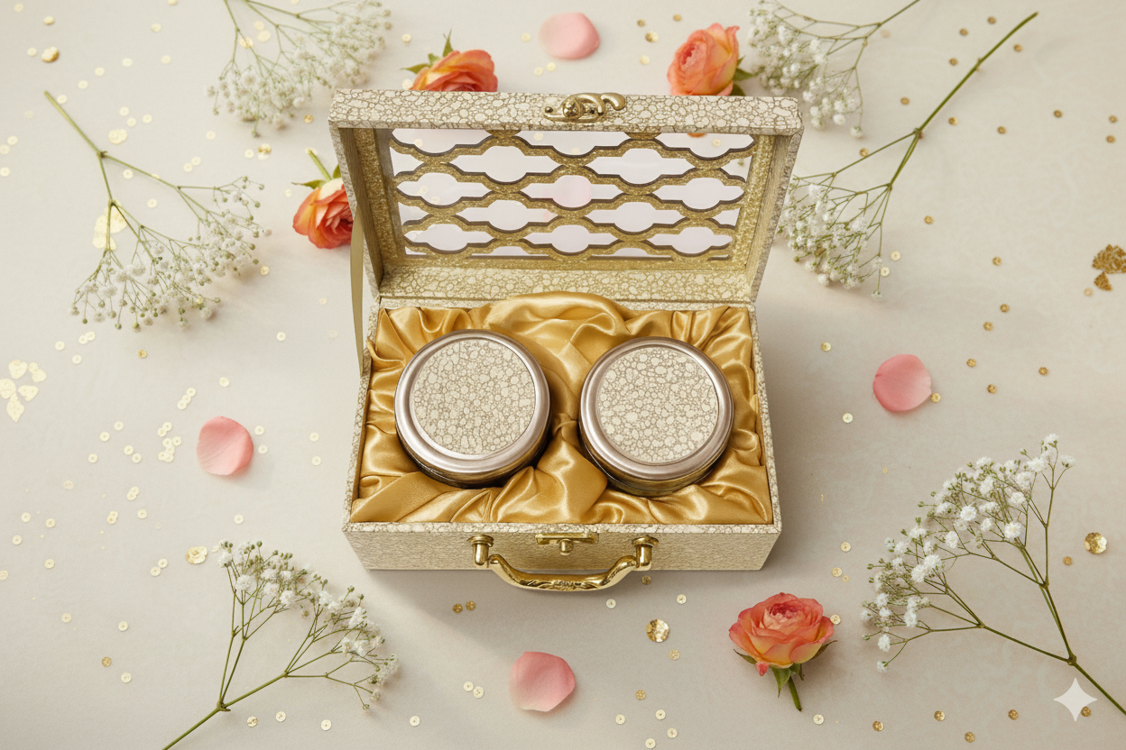 Premium Dry Fruit Box - Two Jars and Wodden Finish